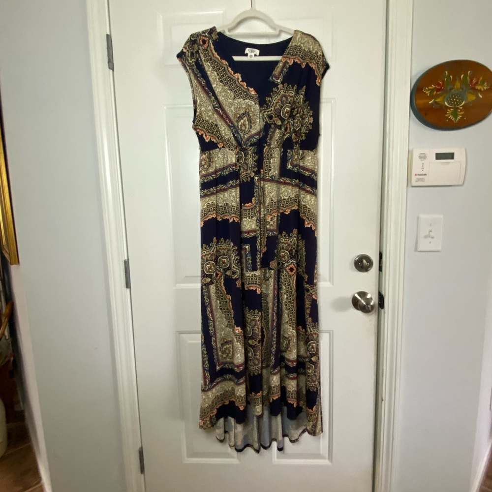 🧡💙EUC! Blue, Navy, and Gold High Low Dress from Cato🧡💙